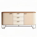 Modern dressoir van hout en metaal in beige met drie lades en een afmeting van 160 x 45 x 75cm