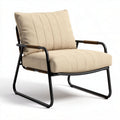 Beige loungestoel met stalen frame en stofkussen 80 x 70 x 70 cm