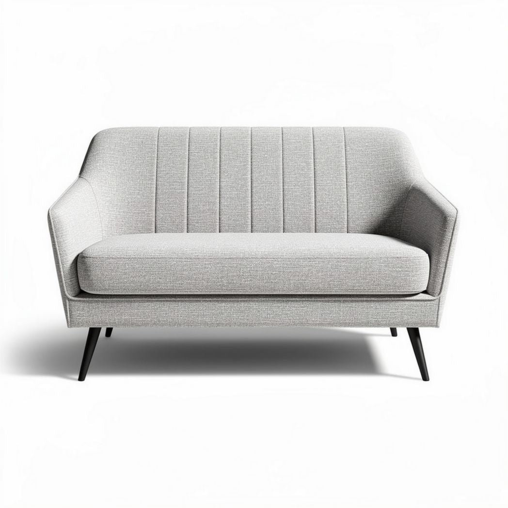 Grijze zitbank van stof met gestreept ontwerp 150 x 80 x 75cm