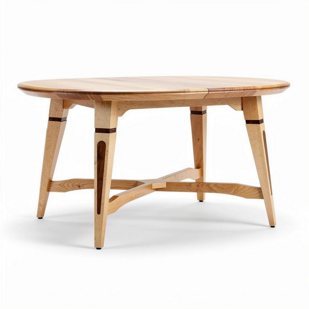 Eiken houten eettafel met een afmeting van 150 x 150 x 75cm