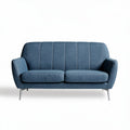 Blauw stoffen bank met metalen poten afmetingen 180 x 80 x 90cm