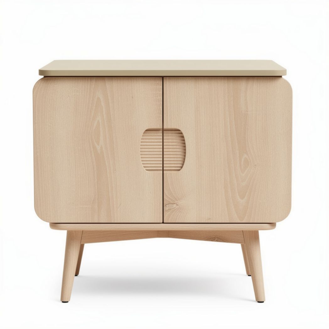 Houten nachtkastje met twee deurtjes beige 80 x 40 x 70cm