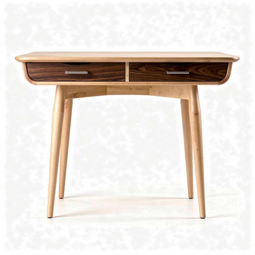 Houten bureau met twee lades 120 x 60 x 75cm lichte afwerking