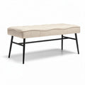 Bank met stoffen bekleding en metalen poten 120 x 50 x 45cm beige