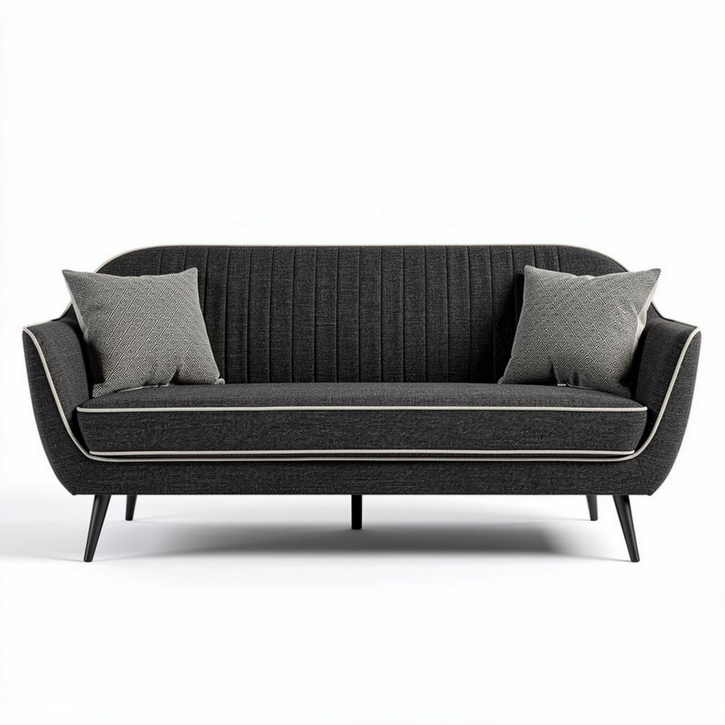 Driezitsbank met gestreept patroon in donkergrijs 180 x 85 x 75cm